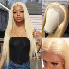TT Hair 613 Blonde Lace Front Wigs Human Hair Brazilian Straight Transparent 13x4 Lace Frontal Wig