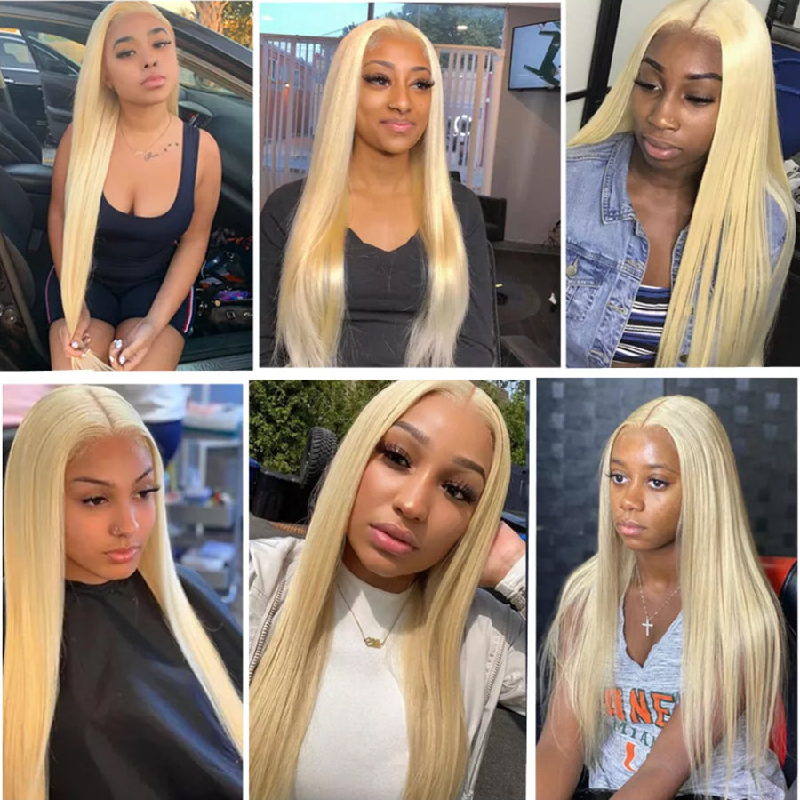 TT Hair 613 Blonde Lace Front Wigs Human Hair Brazilian Straight Transparent 13x4 Lace Frontal Wig