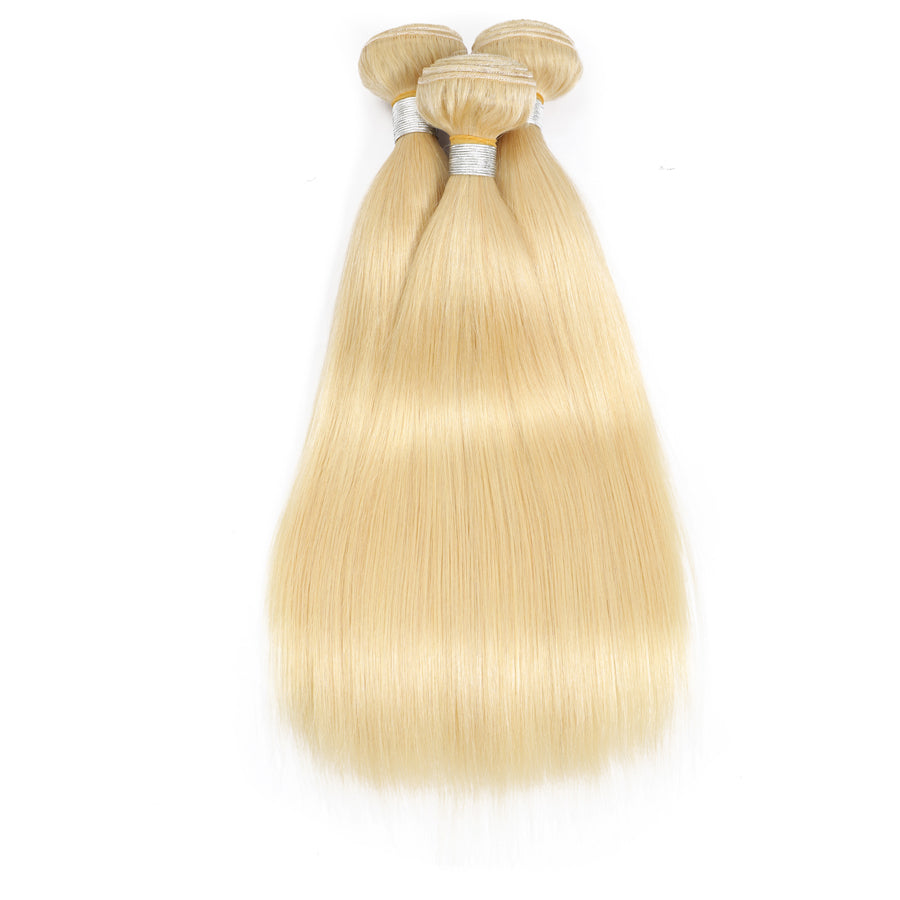 TT Hair 613 Blonde Straight Hair 3 Bundles With Lace Closure Colored Remy Human Hair Weave Bundles