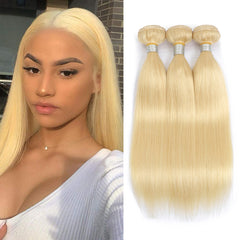 TT Hair 613 Hair Bundles Bleach Blonde Straight Hair 3 Bundles Deals 100% Remy Human Hair Weaves