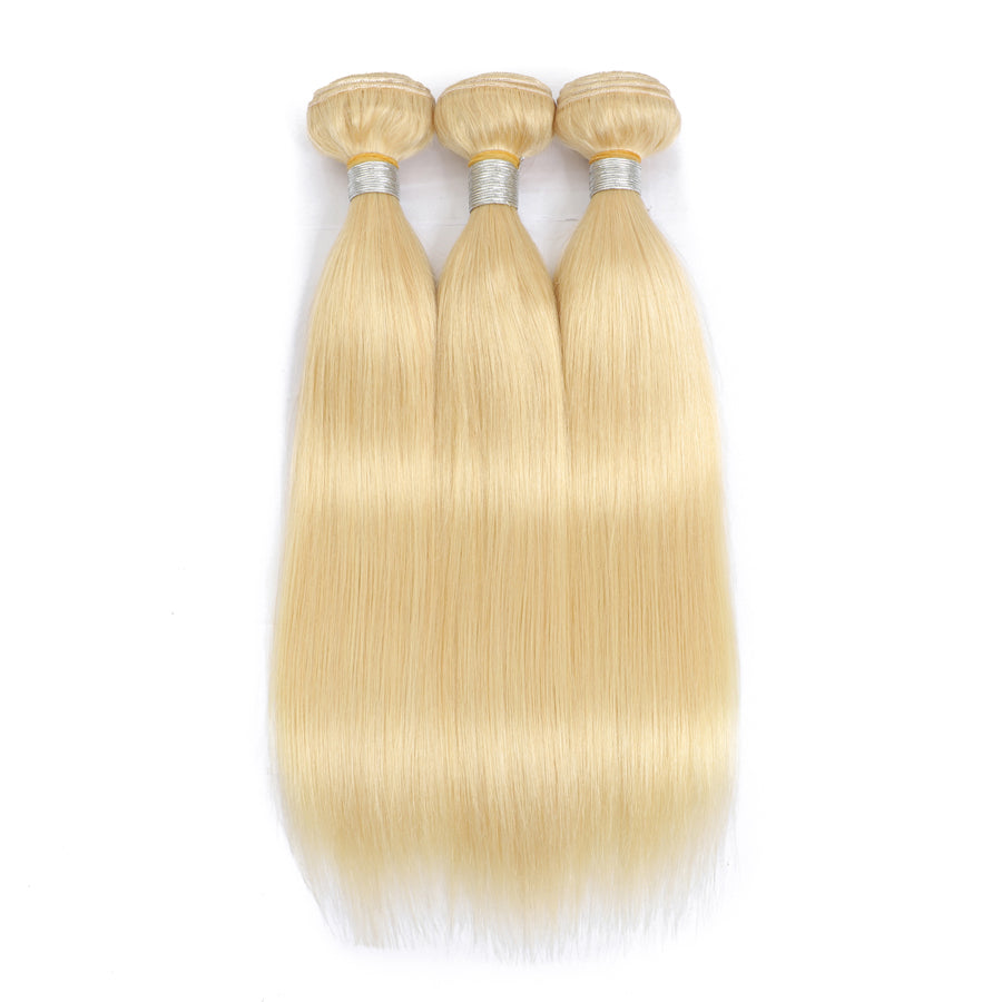 TT Hair 613 Hair Bundles Bleach Blonde Straight Hair 3 Bundles Deals 100% Remy Human Hair Weaves