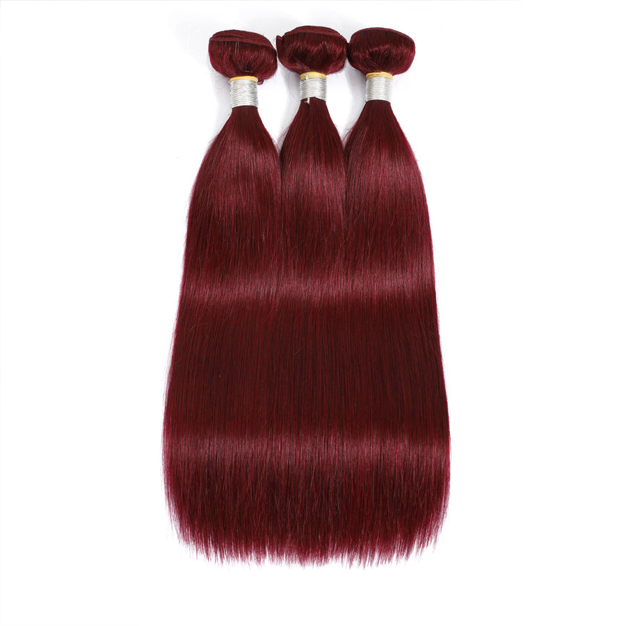 TT Hair 99J Color Hair Bundles 3PCS Straight Hair Burgundy Human Hair Weave Bundles