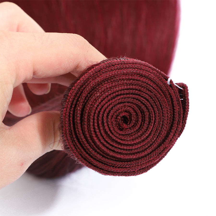 TT Hair 99J Color Hair Bundles 3PCS Straight Hair Burgundy Human Hair Weave Bundles