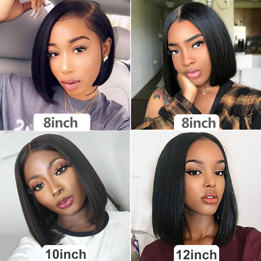 TT Hair Blunt Cut Bob Wig Straight 4X4 Pre-Cut Lace Closure Bob Wigs Brazilian Remy Human Hair Wigs With Baby Hair