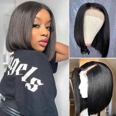 TT Hair Blunt Cut Bob Wig Straight 4X4 Pre-Cut Lace Closure Bob Wigs Brazilian Remy Human Hair Wigs With Baby Hair