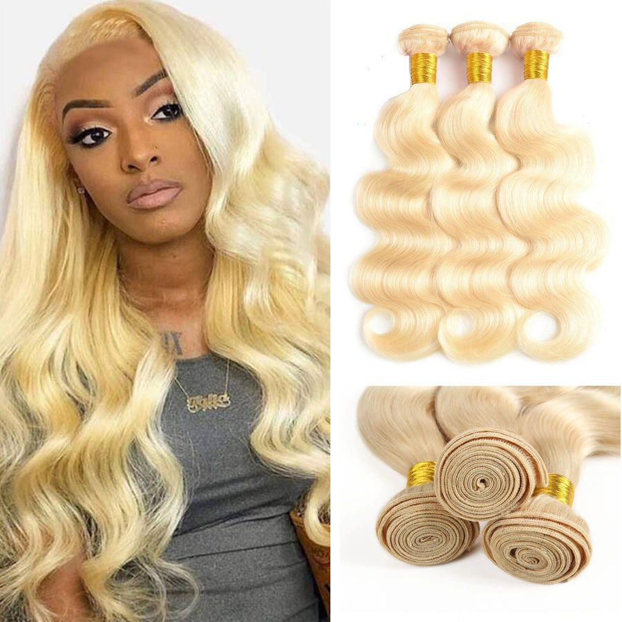 TT Hair Body Wave 613 Blonde Color Hair Bundles 100% Remy Human Hair Weaves 3 Bundles