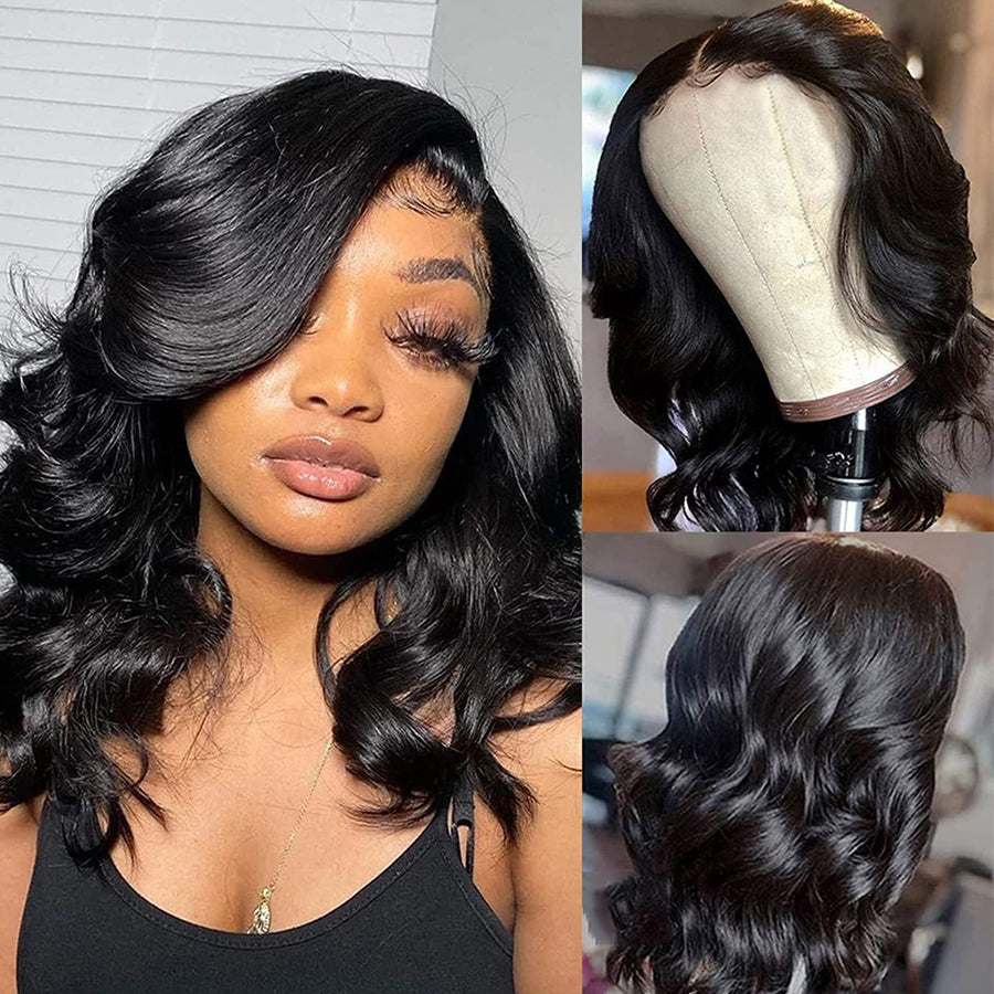 TT Hair Body Wave Short Bob Human Hair Wigs With Baby Hair 13X4 Lace Front Wigs Pre Plucked