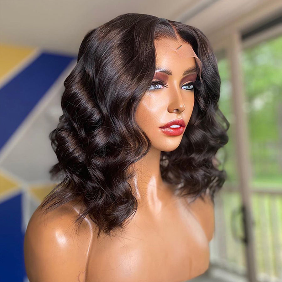 TT Hair Body Wave Short Bob Human Hair Wigs With Baby Hair 13X4 Lace Front Wigs Pre Plucked