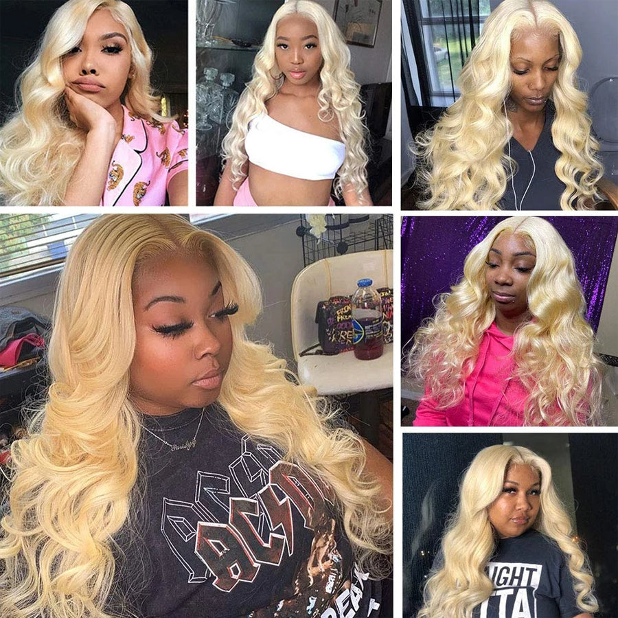 TT Hair Brazilian Body Wave 13x4 Transparent 613 Lace Front Human Hair Wigs 613 Blonde Lace Frontal Wig