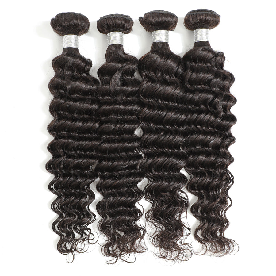 TT Hair Brazilian Deep Wave Hair 4 Bundles Virgin Remy Human Hair Weaves 10-30Inch