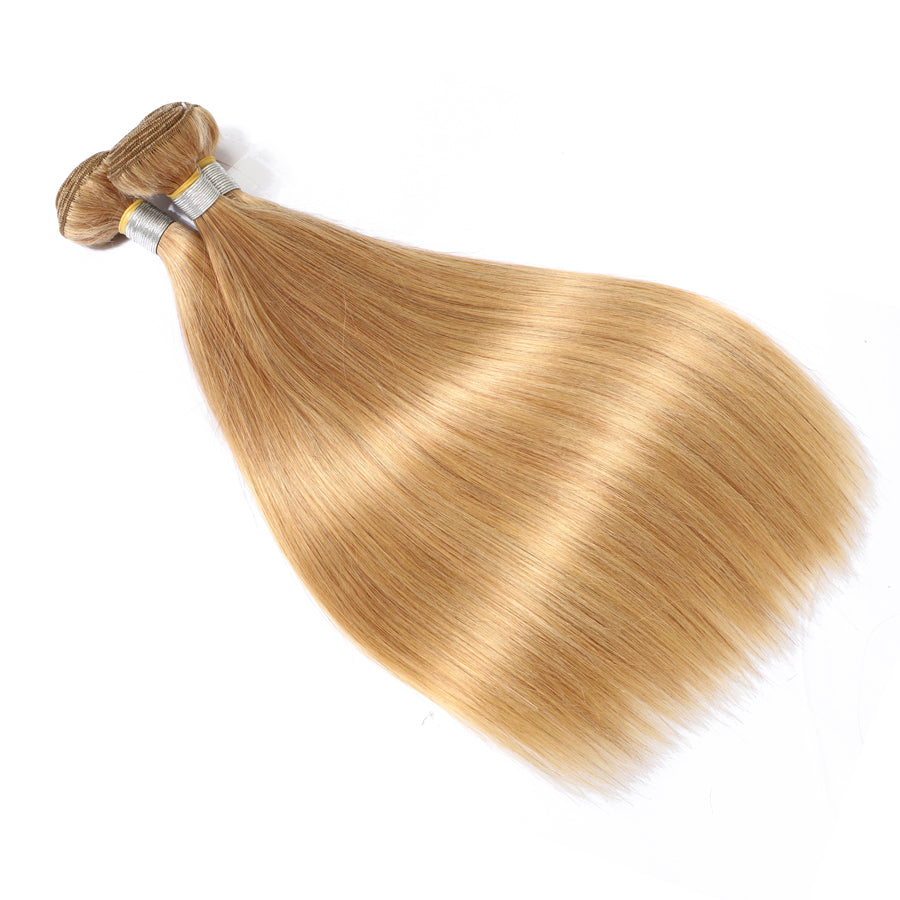 TT Hair Brazilian Straight Human Hair Weaving 3 Pcs Color 27 Honey Blonde Remy Hair Bundles Double Wefts