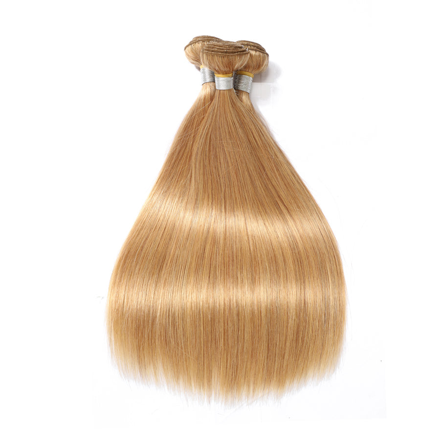 TT Hair Brazilian Straight Human Hair Weaving 3 Pcs Color 27 Honey Blonde Remy Hair Bundles Double Wefts