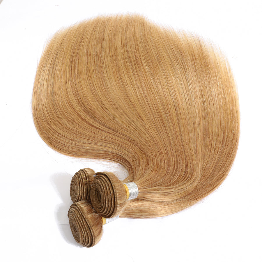 TT Hair Color 27 Honey Blonde Silky Straight Bundles 4PCS Straight Hair Weave Remy Human Hair Extensions