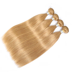 TT Hair Color 27 Honey Blonde Silky Straight Bundles 4PCS Straight Hair Weave Remy Human Hair Extensions