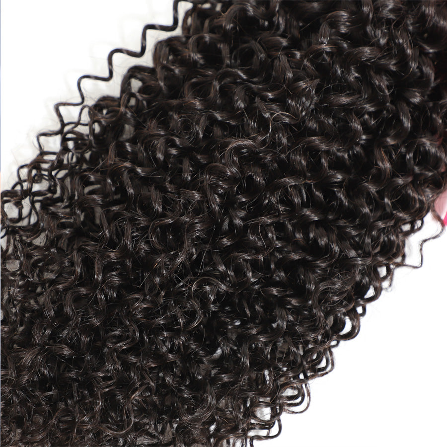 TT Hair Curly Hair Bundles with Closure Transparent Lace Kinky Curly Remy Human Hair 4 Bundles With 4x4 Lace Closure