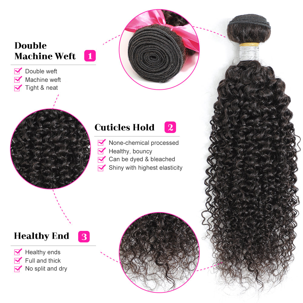 TT Hair Curly Hair Bundles with Closure Transparent Lace Kinky Curly Remy Human Hair 4 Bundles With 4x4 Lace Closure