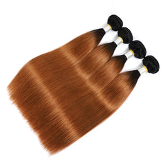 TT Hair Dark Roots Ombre Hair 4 Bundles T1B/30 Brazilian Straight Hair Weaves Remy Human Hair