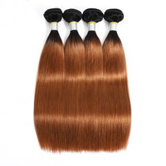 TT Hair Dark Roots Ombre Hair 4 Bundles T1B/30 Brazilian Straight Hair Weaves Remy Human Hair