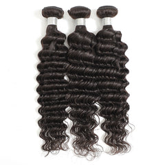 TT Hair Deep Wave Hair 3 Bundles With 4X4 Lace Closure Remy Brazilian Hair Weaves