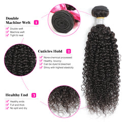 TT Hair Kinky Curly Bundles With Closure Brazilian Hair Weave 3 Bundles With 4X4 Lace Closure  Remy Hair Extension