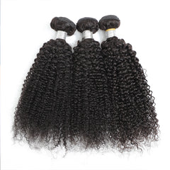 TT Hair Kinky Curly Bundles With Closure Brazilian Hair Weave 3 Bundles With 4X4 Lace Closure  Remy Hair Extension