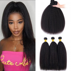 TT Hair Kinky Straight Hair 3 Bundle Deals 100% Remy Human Hair Extensions