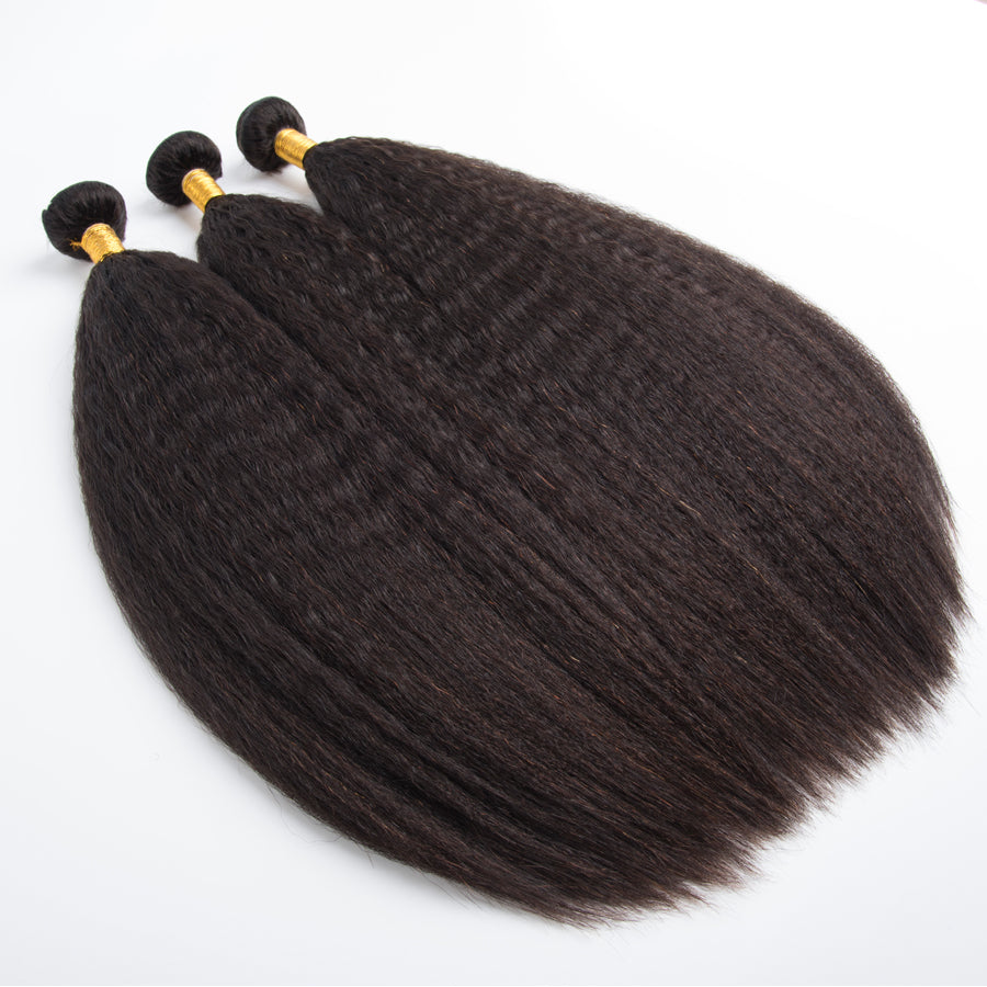 TT Hair Kinky Straight Hair Bundles Coarse Yaki Straight Virgin Human Hair Weaves 4PCS