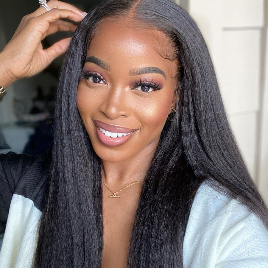 TT Hair Kinky Straight Lace Front Wigs Human Hair 13X4 Lace Frontal Wig Natural Hair line 10-30 Inch