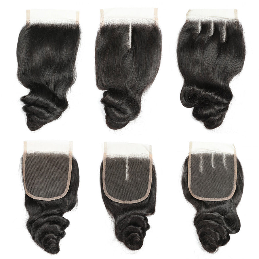 TT Hair Loose Wave Bundles With Closure Remy Human Hair 3 Bundles With Swiss Lace Closure