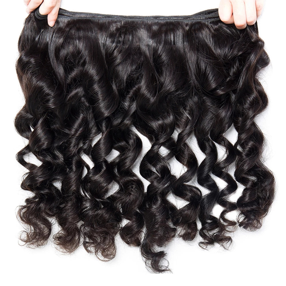 TT Hair Loose Wave Bundles With Closure Remy Human Hair 3 Bundles With Swiss Lace Closure