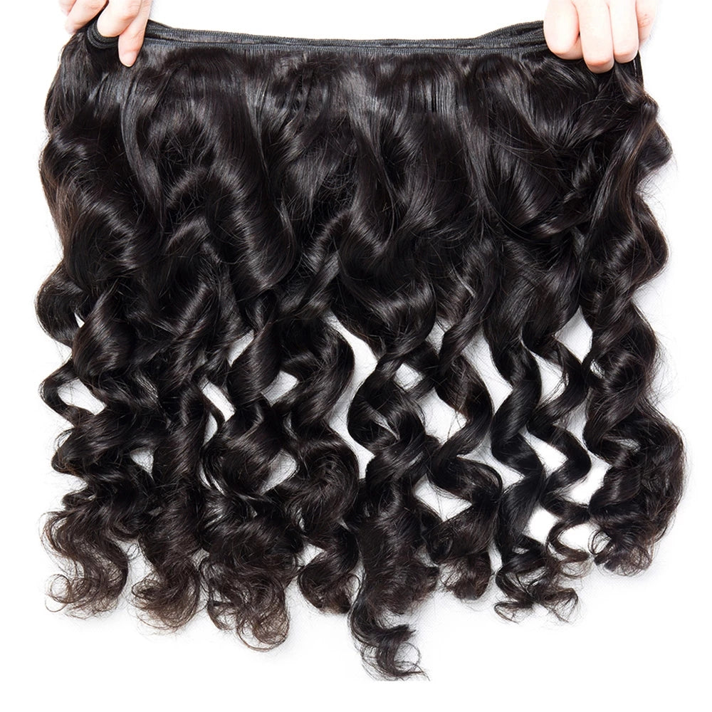 TT Hair Loose Wave Human Hair 4 Bundles With Lace Closure 4X4 Swiss Lace Closure With Baby Hair