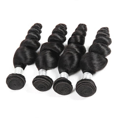 TT Hair Loose Wave Human Hair 4 Bundles With Lace Closure 4X4 Swiss Lace Closure With Baby Hair