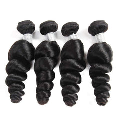 TT Hair Loose Wave Human Hair 4 Bundles With Lace Closure 4X4 Swiss Lace Closure With Baby Hair