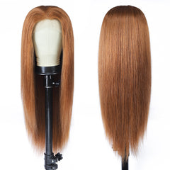 TT Hair Medium Auburn Straight Lace Front Wigs With Baby Hair Color 30 Human Hair 13x4 Lace Frontal Wigs