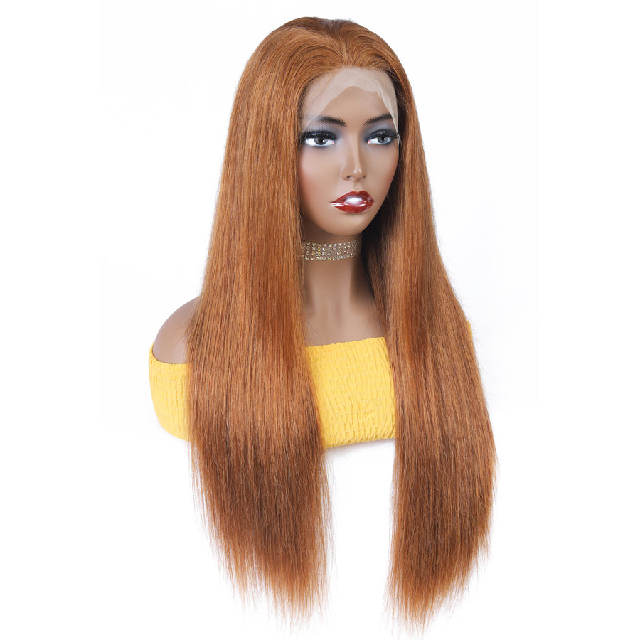 TT Hair Medium Auburn Straight Lace Front Wigs With Baby Hair Color 30 Human Hair 13x4 Lace Frontal Wigs