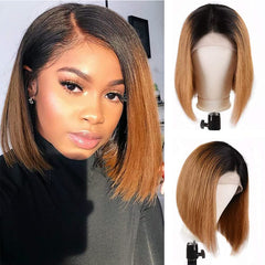 TT Hair Dark Roots Ombre Brown Bob Lace Front Wigs T1B/30 13X4 Lace Frontal Human Hair Wigs