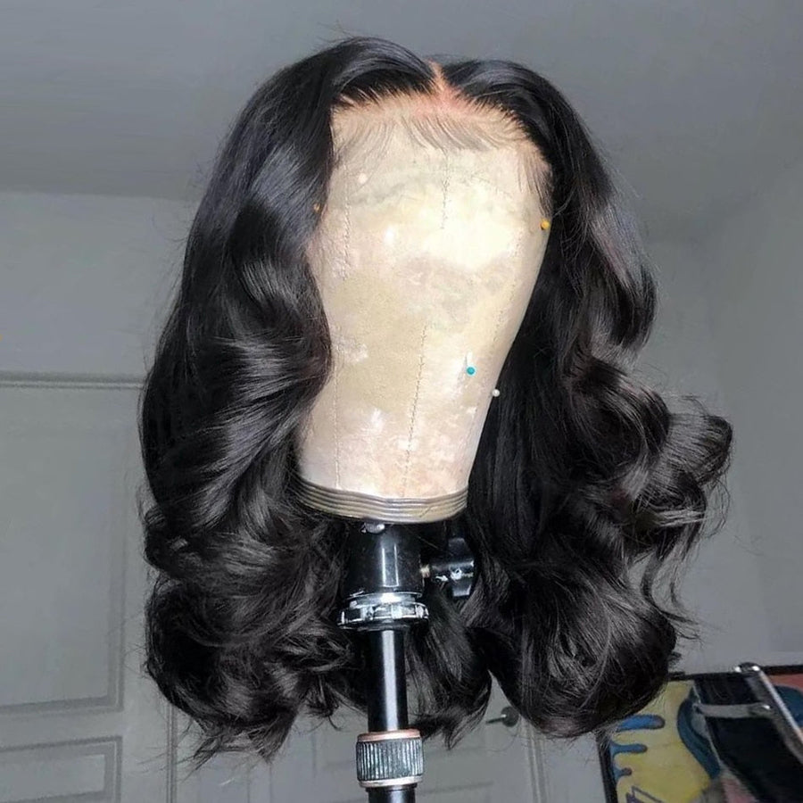 TT Hair Short Gluless Bob Wig Body Wave Natural Color 4X4 Pre-Cut Closure Wigs Bob Cut Human Hair Lace Wigs For Women