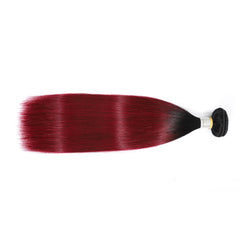TT Hair Straight Remy Hair Dark Roots 1B/99J Human Hair Bundles Ombre Color 4 Bundles