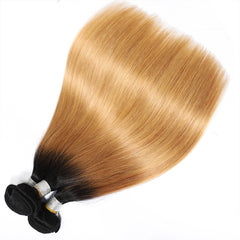 TT Hair Dark Roots 1B/27 Straight Hair Bundles 3PCS Ombre Honey Blonde Human Hair Extension Remy Hair Weave Bundles