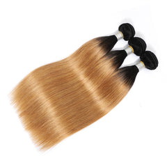 TT Hair Dark Roots 1B/27 Straight Hair Bundles 3PCS Ombre Honey Blonde Human Hair Extension Remy Hair Weave Bundles