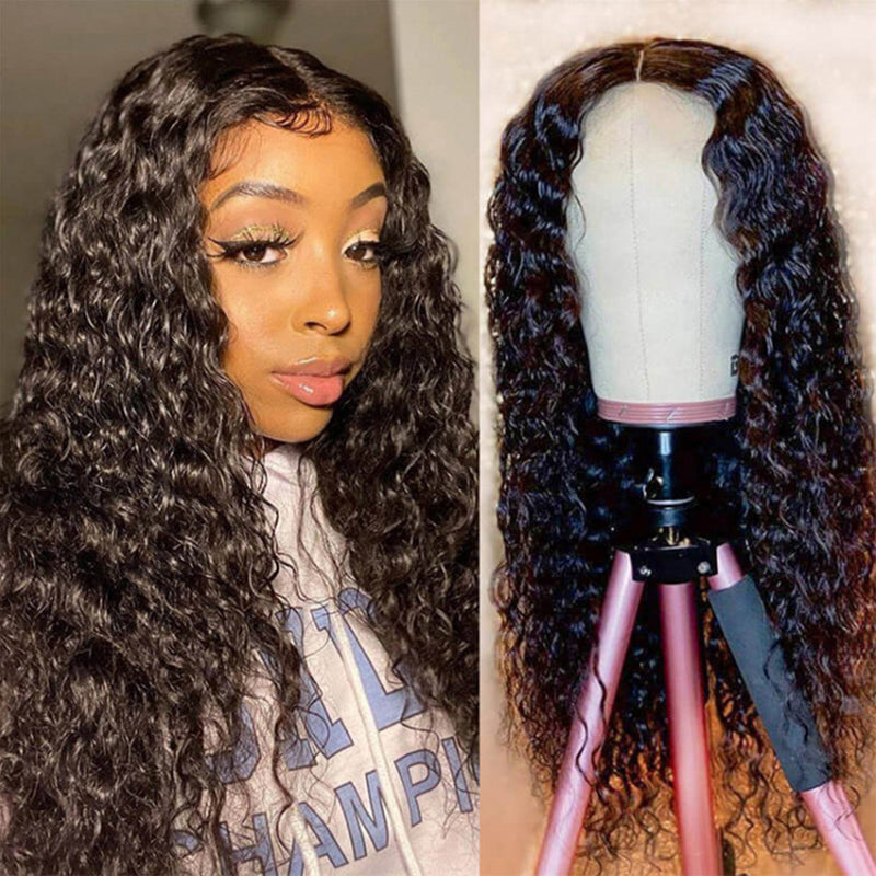 TT Hair Water Wave Pre-Cut Lace Closure Wigs Glueless Transparent Lace 4x4 Closure Wigs