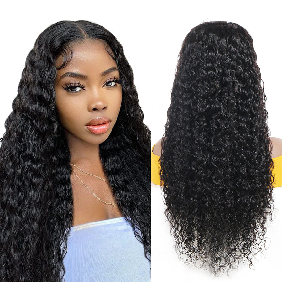 TT Hair Water Wave Lace Front Human Hair Wigs Natutal Color Wet And Wavy 13X4 Lace Frontal Wigs