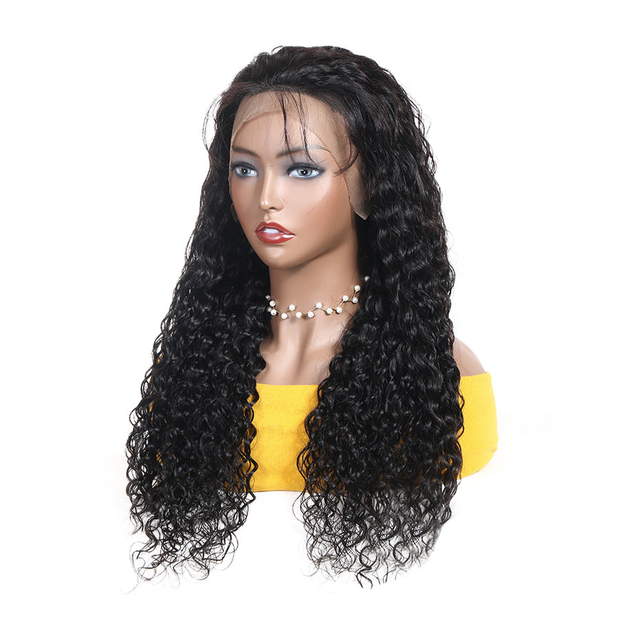TT Hair Water Wave Lace Front Human Hair Wigs Natutal Color Wet And Wavy 13X4 Lace Frontal Wigs
