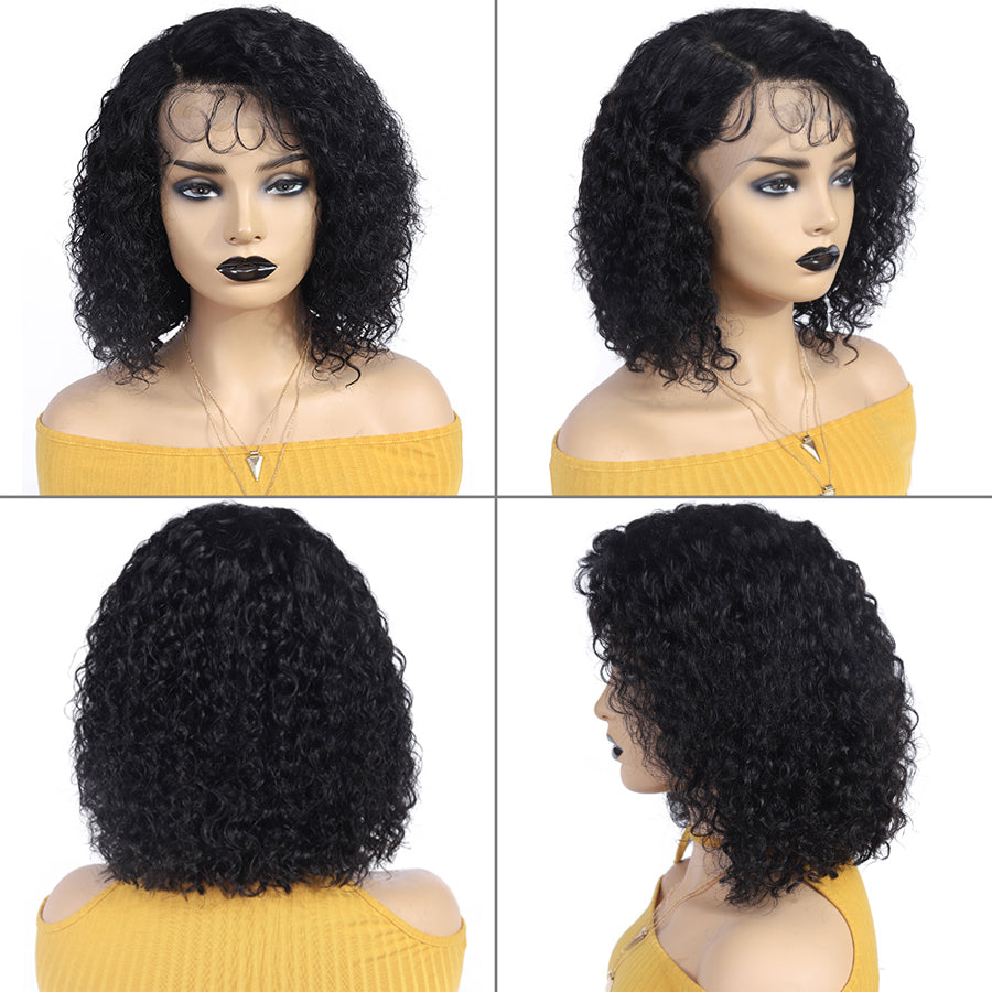 TT Hair Water Wave Short Bob Human Hair Wigs For Women Natural Color 13x4 Lace Front Bob Wig