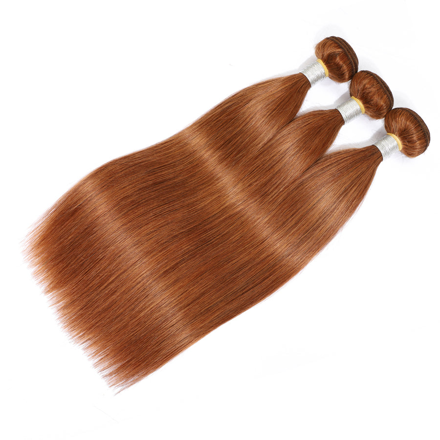 TT Hair Medium Auburn Color Straight Human Hair Weaves 3 Hair Bundle Deals Remy Hair Bundles