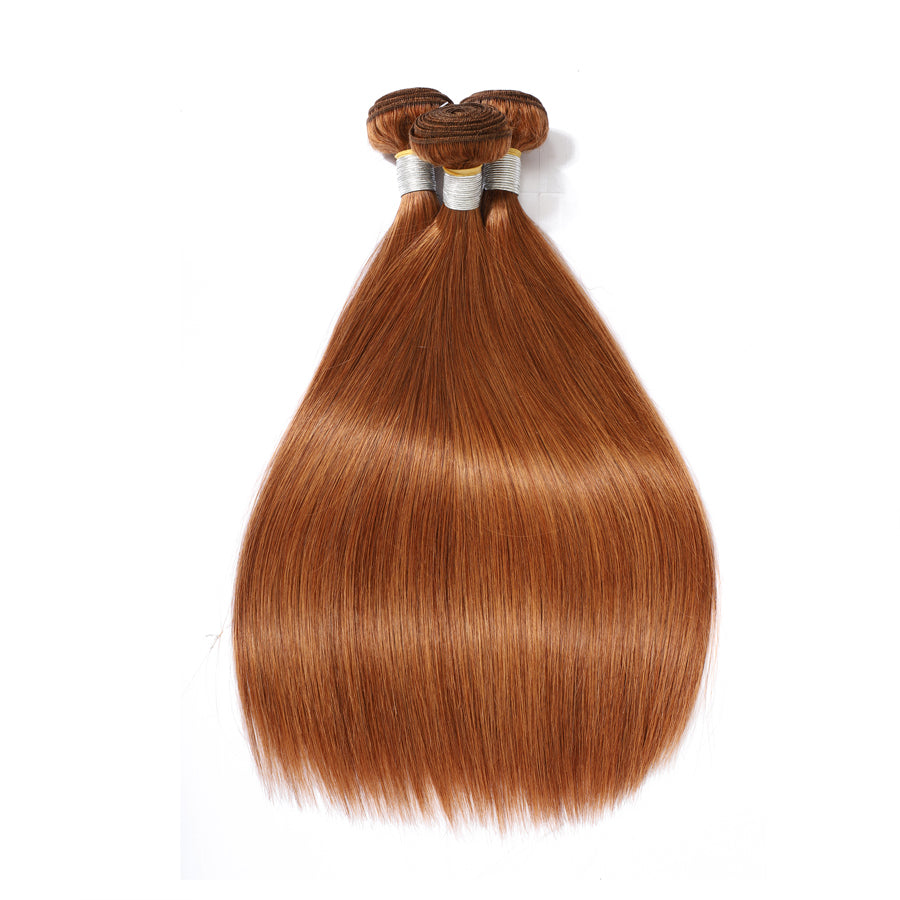 TT Hair Medium Auburn Color Straight Human Hair Weaves 3 Hair Bundle Deals Remy Hair Bundles