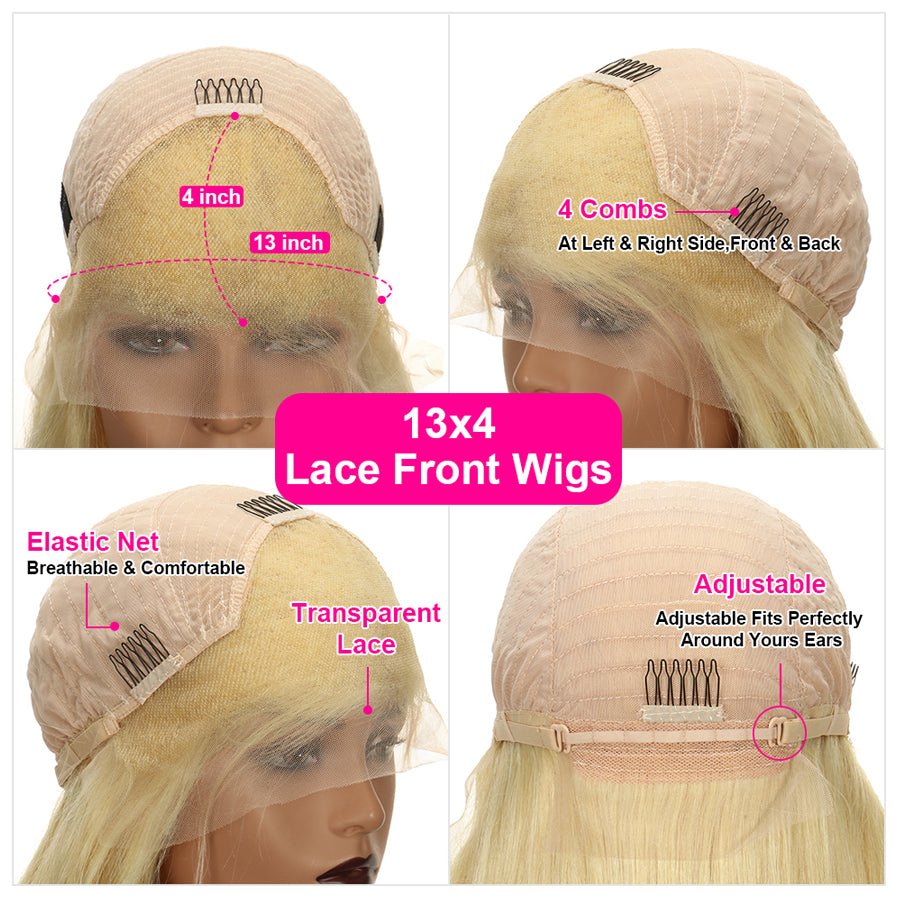 TT Hair 613 Blonde Wigs Remy Human Hair 13X4 Lace Front Bob Wigs For Women