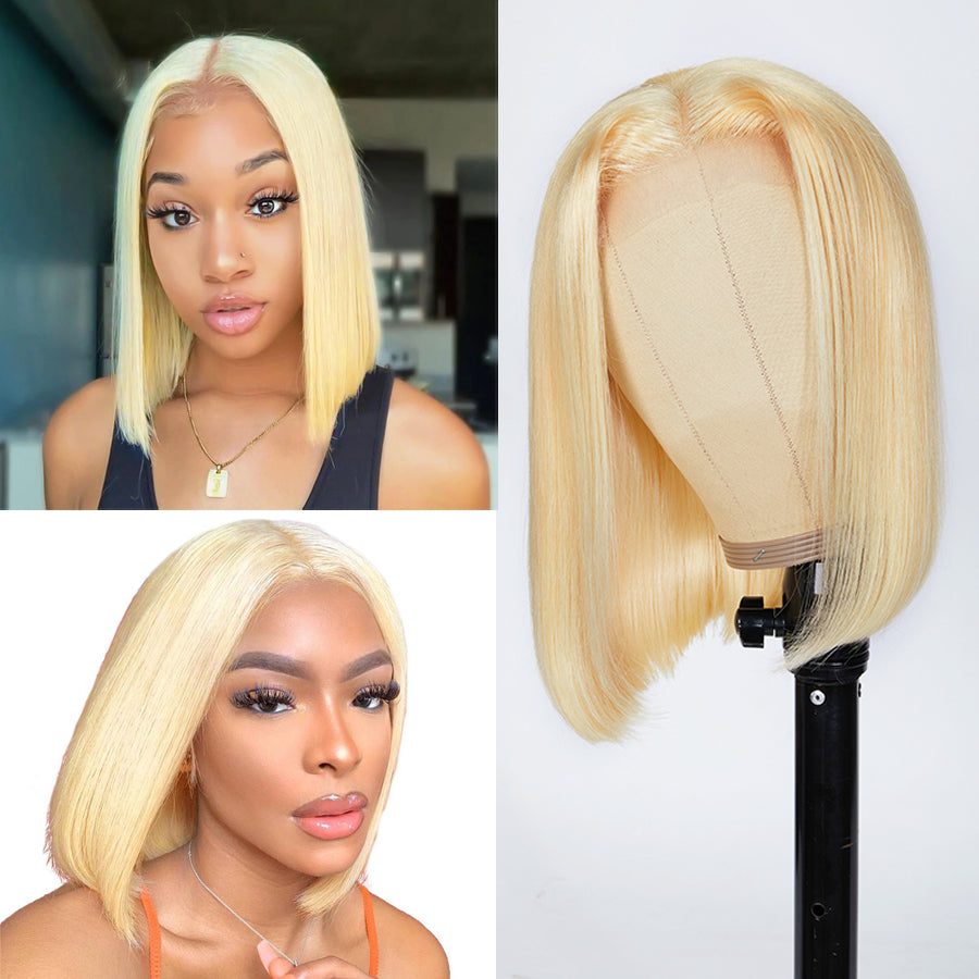 TT Hair 613 Blonde Bob Wigs 4X4 Closure Bob Wig With Baby Hair 100% Remy Hair Wigs