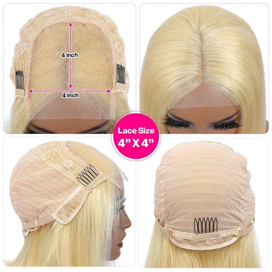 TT Hair 613 Blonde Bob Wigs 4X4 Closure Bob Wig With Baby Hair 100% Remy Hair Wigs