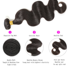 TT Hair Body Wave Hair Bundles With Closure Remy Human Hair Weave 3 Bundles With 4x4 Lace Closure